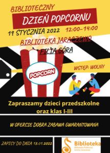 plakat zapraszający na Dzień popcornu