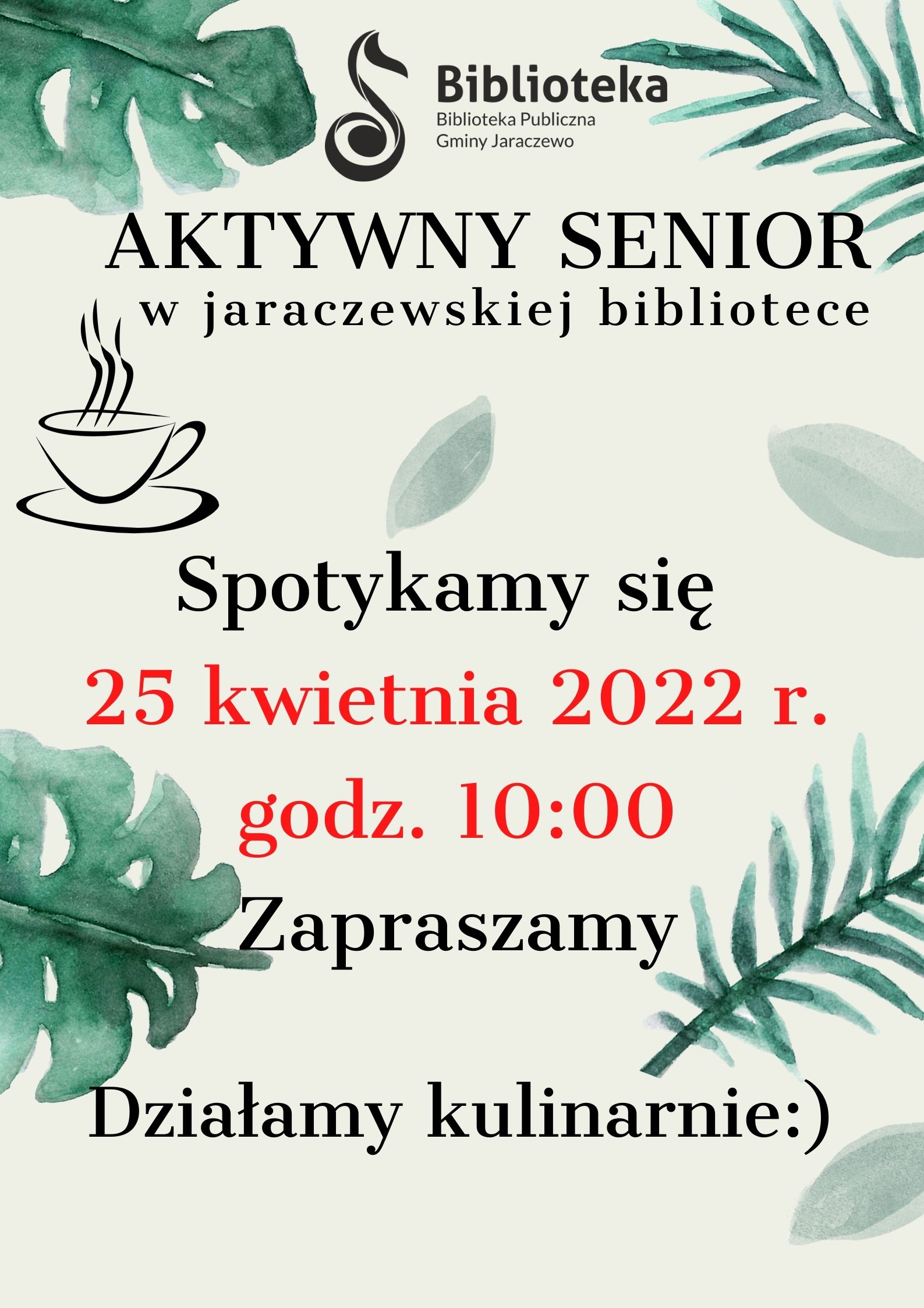 plakat z zaproszeniem na zajęcia seniorów