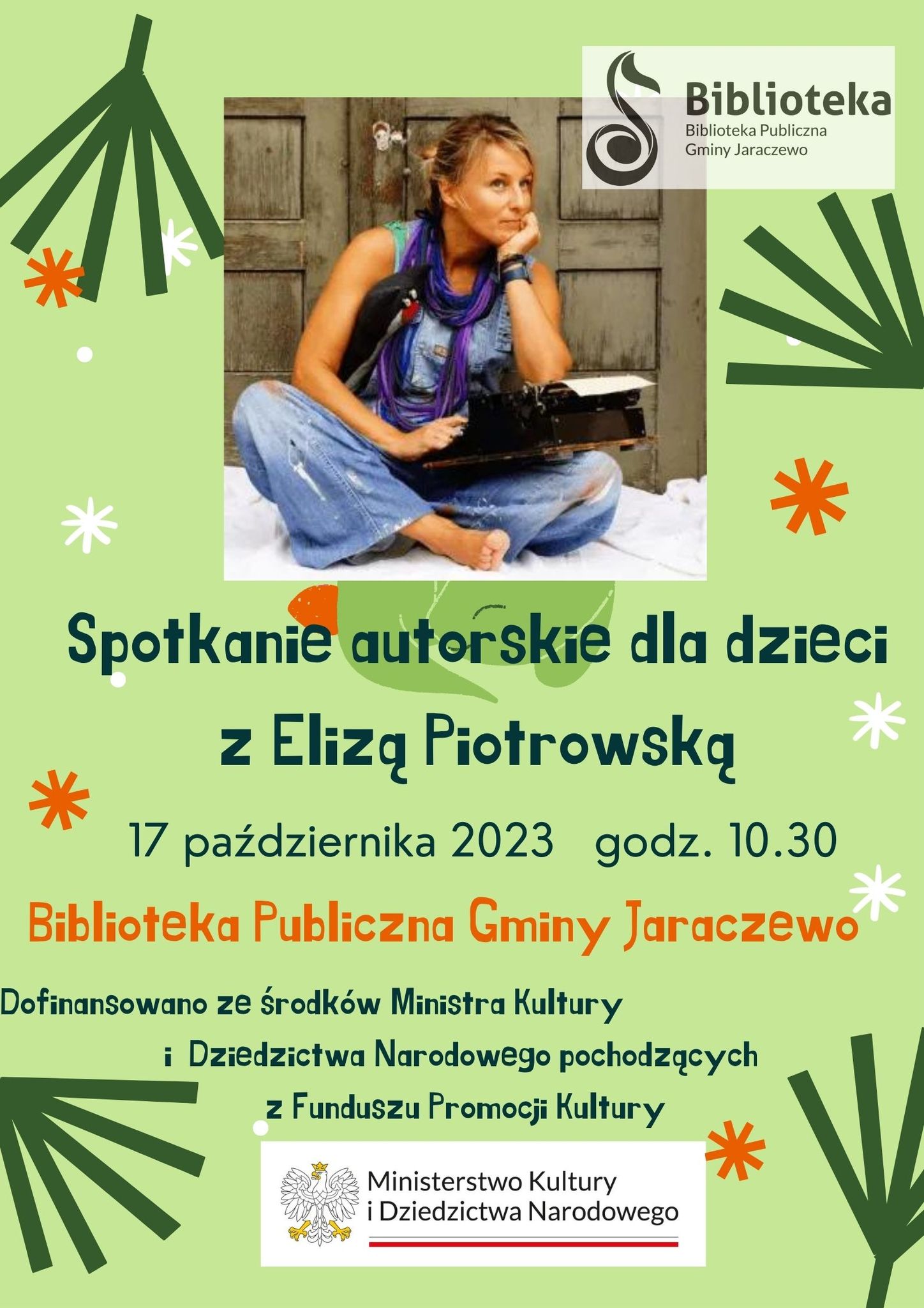 plakat na spotkanie autorskie Elizy Piotrowskiej
