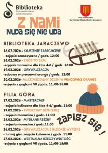 plakat zawierający wydarzenia w czasie ferii