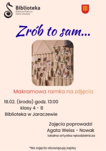 plakat z zaproszeniem na warsztaty z makramy