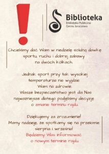 plakat z informacją