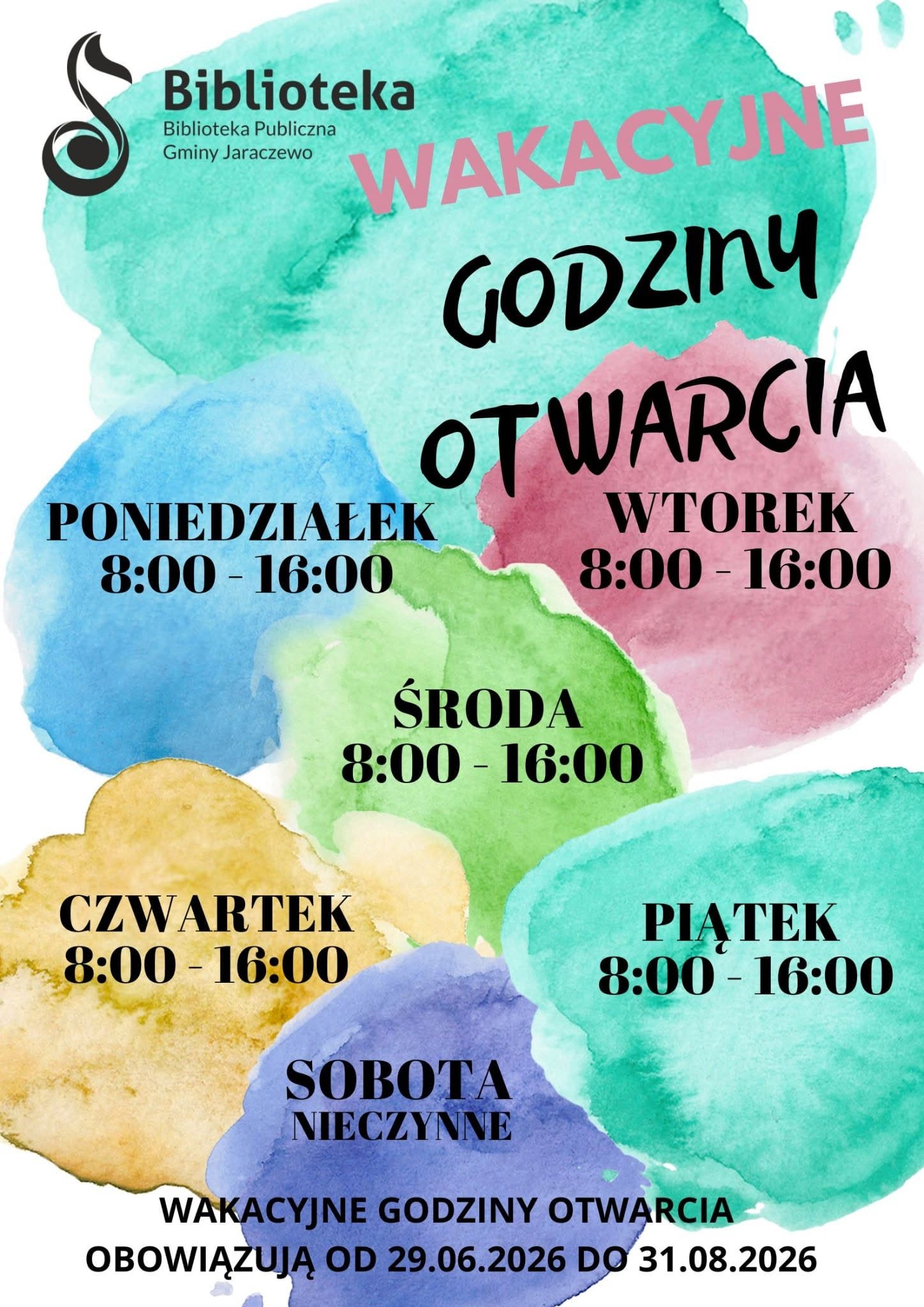 plakat z godzinami otwarcia