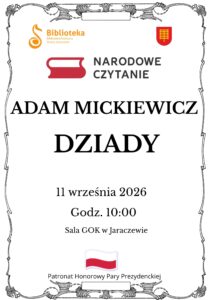 plakat z zaproszeniem na narodowe czytanie